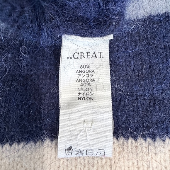 THE GREAT. Navy and Cream Striped Cardigan - Picture 3 of 4